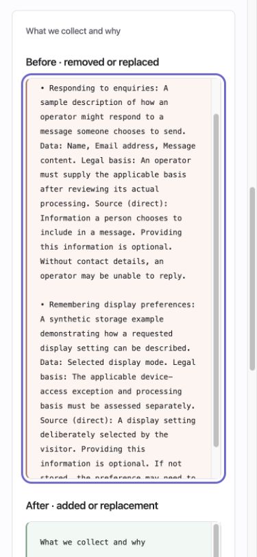 Keyboard focus in the mobile document comparison